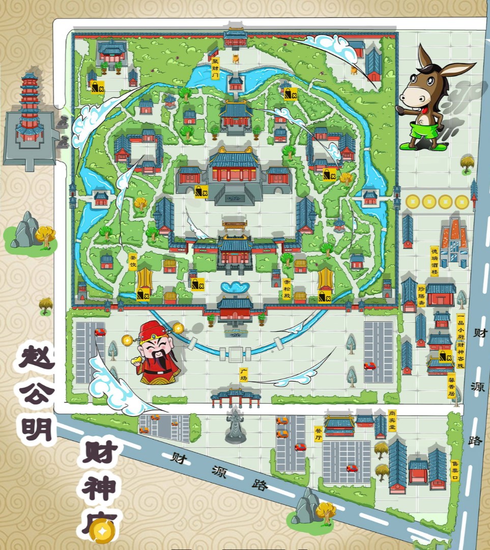 长武寺庙类手绘地图